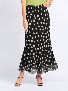 NWT Few Moda Astoria Maxi Skirt size XS black white polka dot pull on